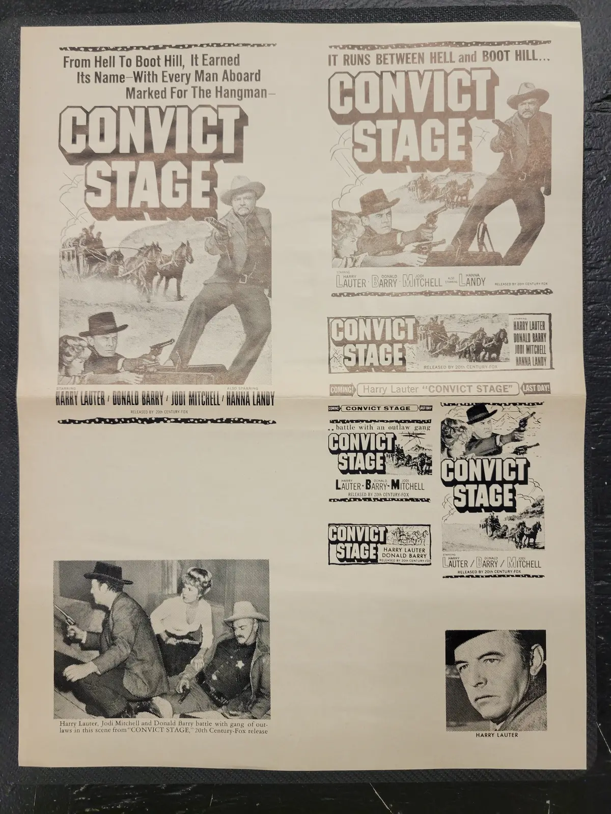 "Convict Stage" Original Movie Ad Mat Mold And Ad Clip Art Print 1