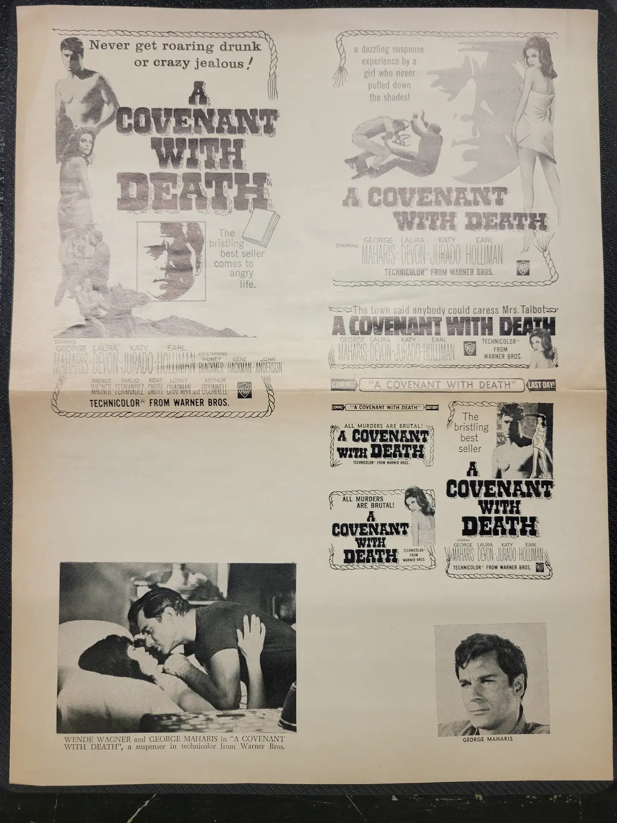 "A Covenant With Death" Original Movie Ad Mat Mold And Ad Clip Art Print 1