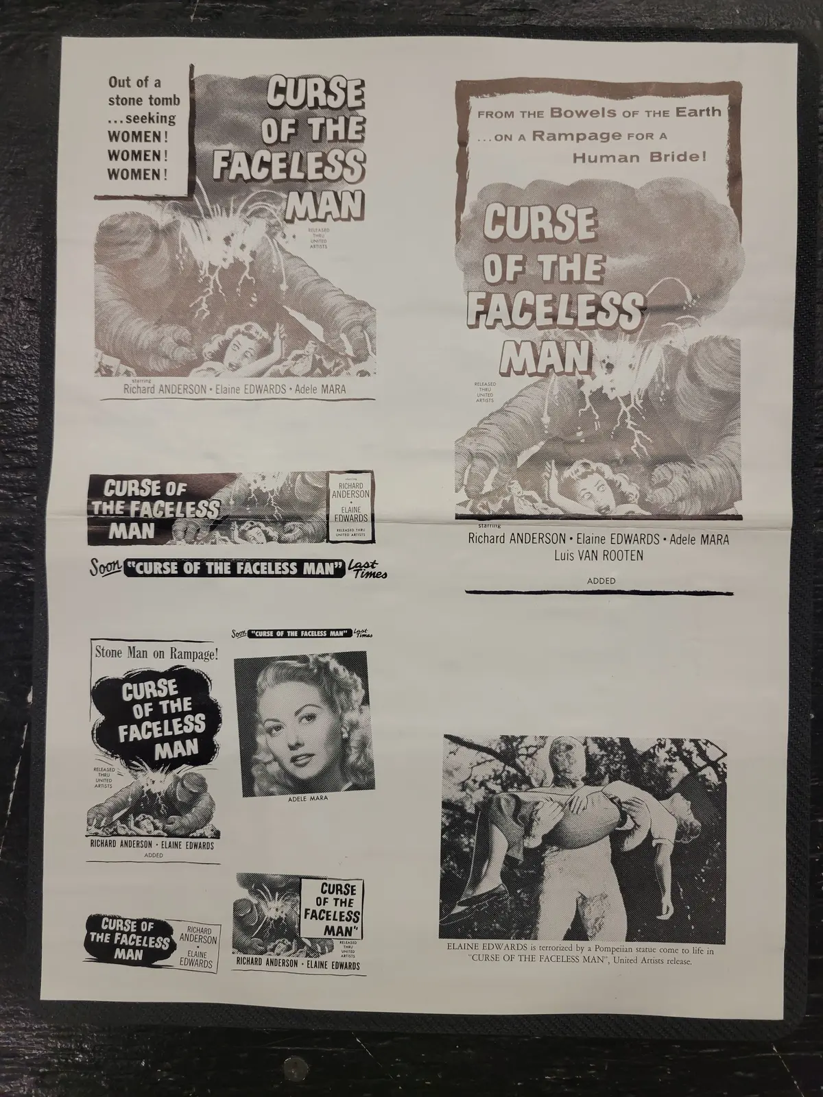 "Curse Of The Faceless Man" Original Movie Ad Clip Art Print 1