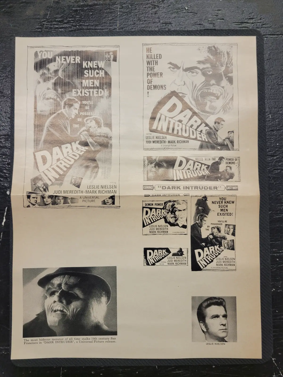 "Dark Intruder" Original Movie Ad Mat Mold And Ad Clip Art Print 1