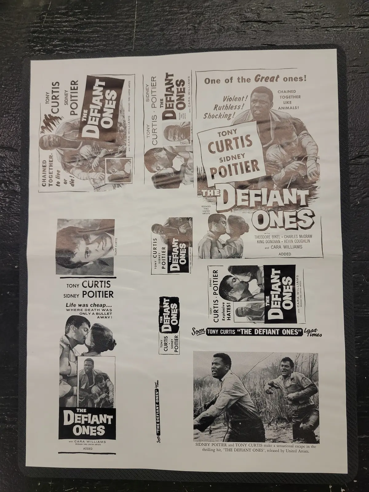 "The Defiant Ones" Original Movie Ad Mat Mold And Ad Clip Art Print 1