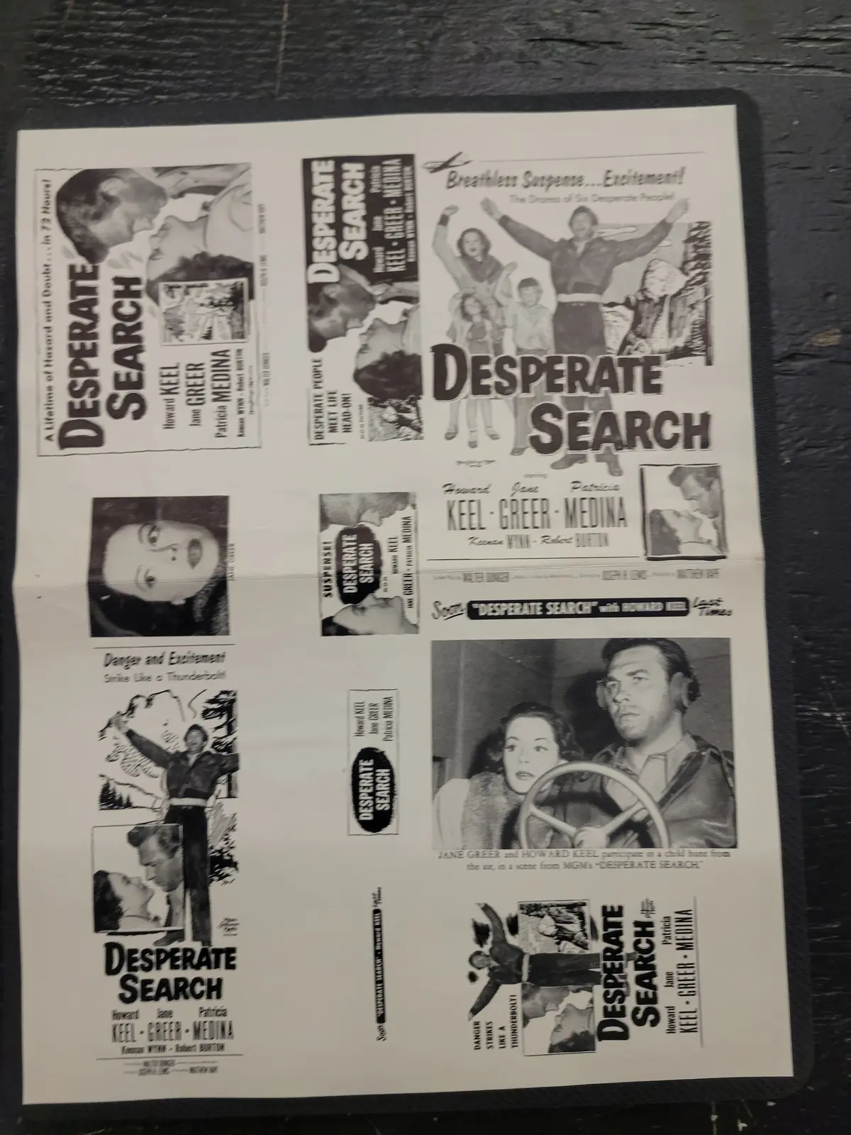"Desperate Search" Original Movie Ad Mat Mold And Ad Clip Art Print 1