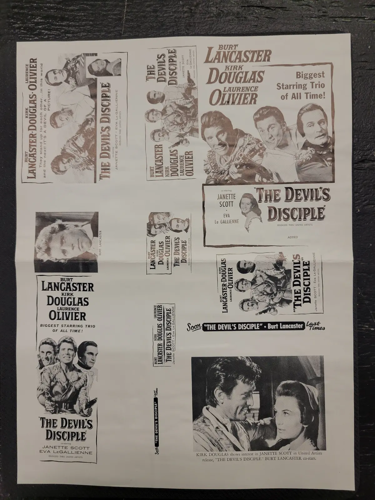 "The Devil's Disciple" Original Movie Ad Mat Mold And Ad Clip Art Print 1
