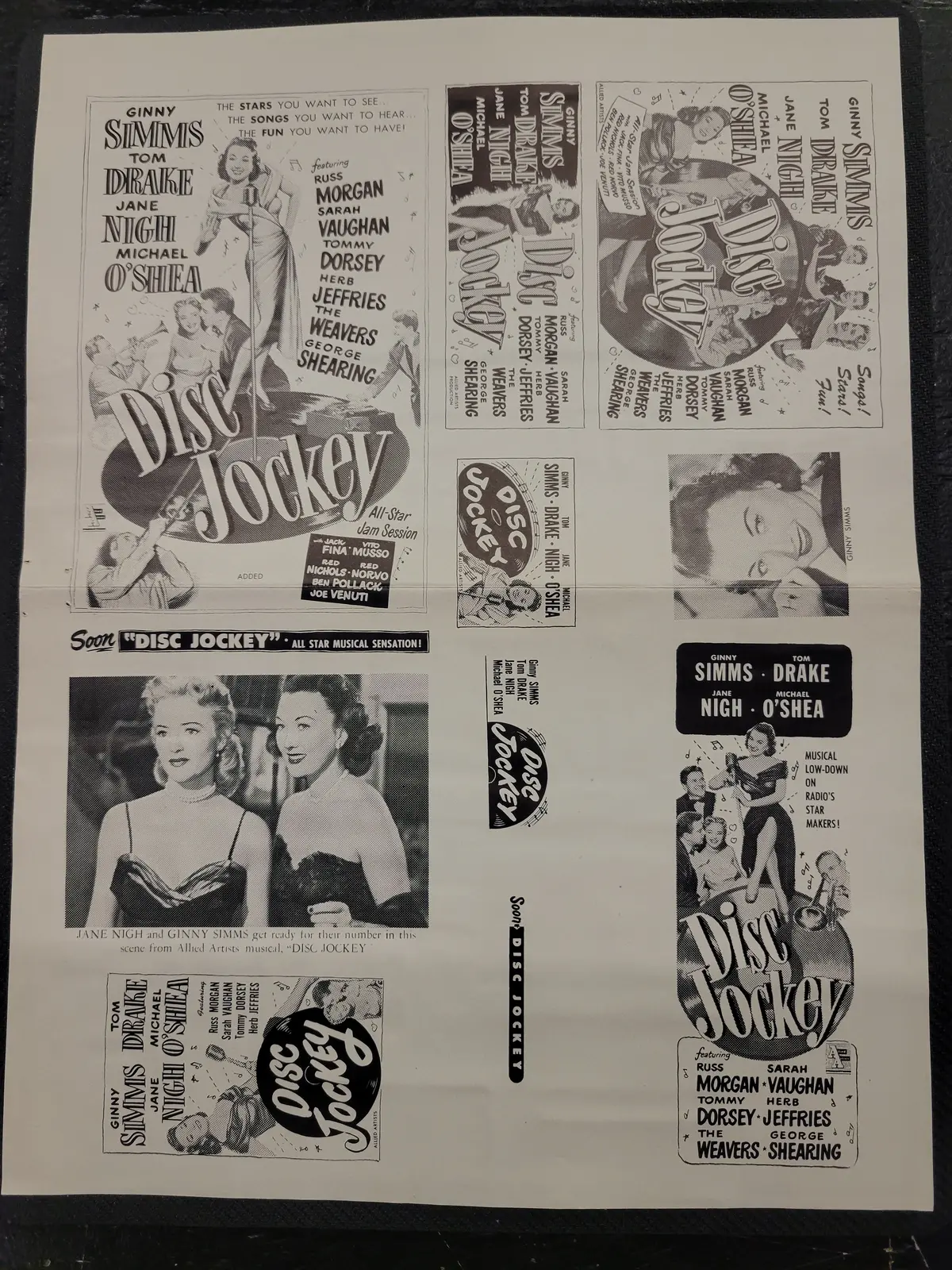 "Disc Jockey" Original Movie Ad Mat Mold And Ad Clip Art Print 1