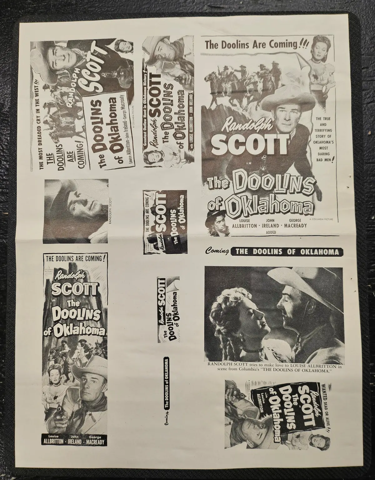 "The Doolins Of Oklahoma" Original Movie Ad Mat Mold And Ad Clip Art Print 1