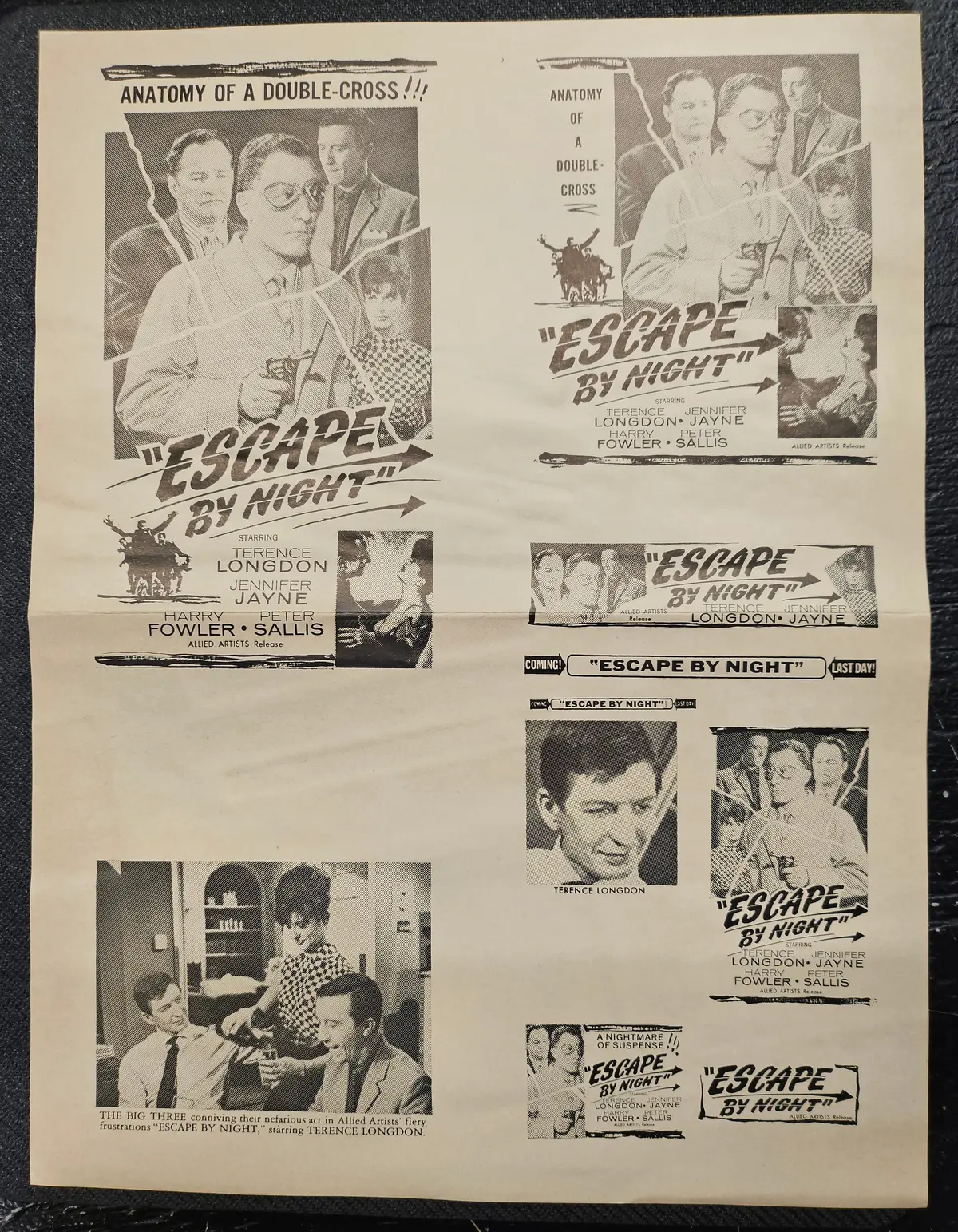 "Escape By Night" Original Movie Ad Mat Mold And Ad Clip Art Print 1