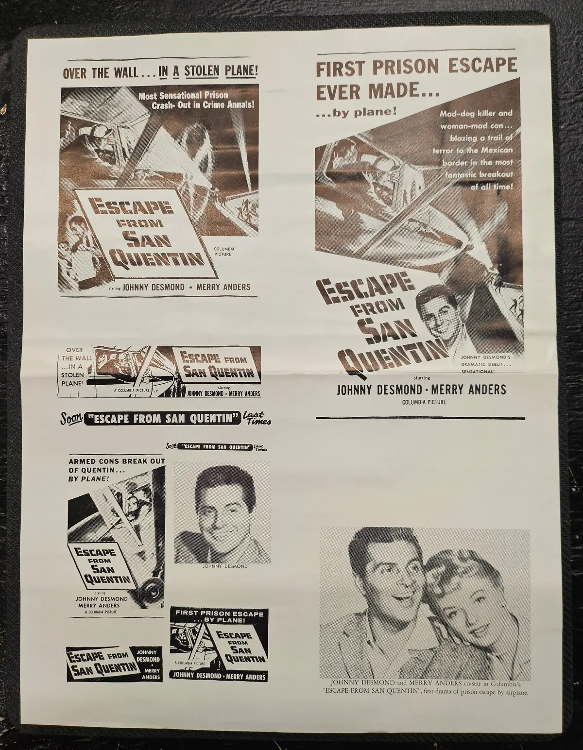 "Escape From San Quentin" Original Movie Ad Mat Mold And Ad Clip Art Print 1