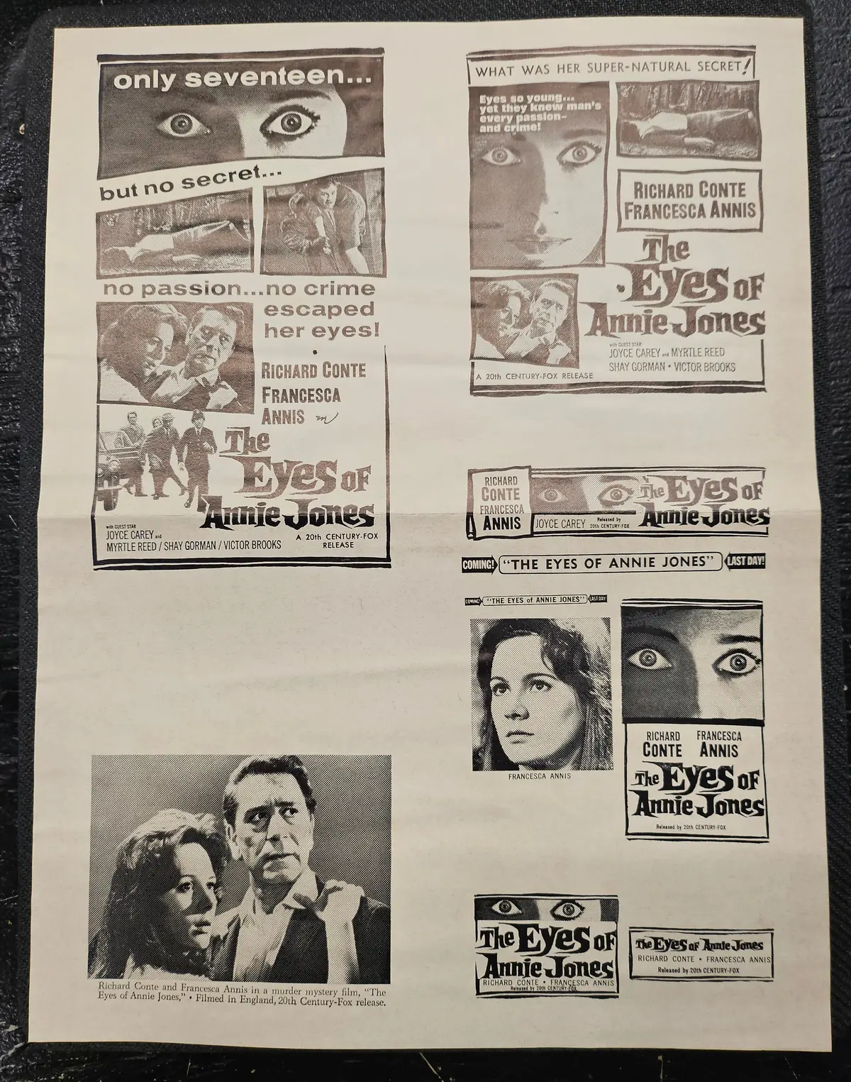 "The Eyes Of Annie Jones" Original Movie Ad Mat Mold And Ad Clip Art Print 1