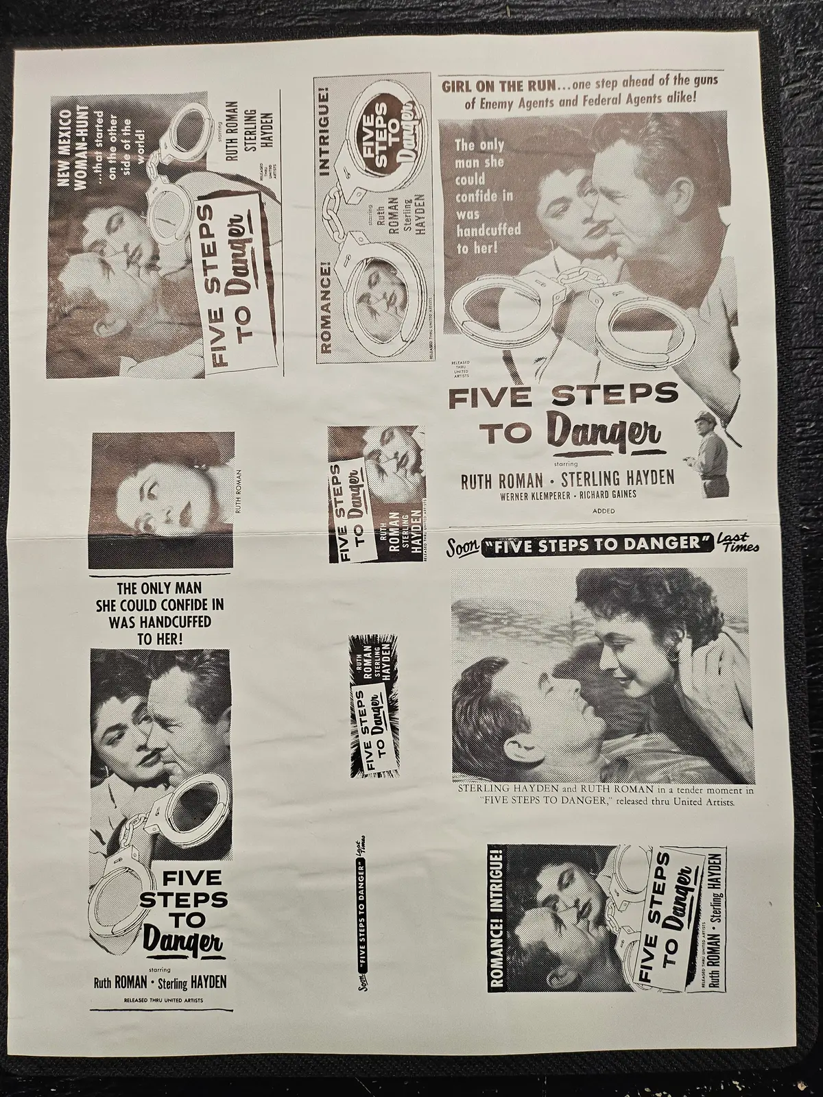 "Five Steps To Danger" Original Movie Ad Mat Mold And Ad Clip Art Print 1