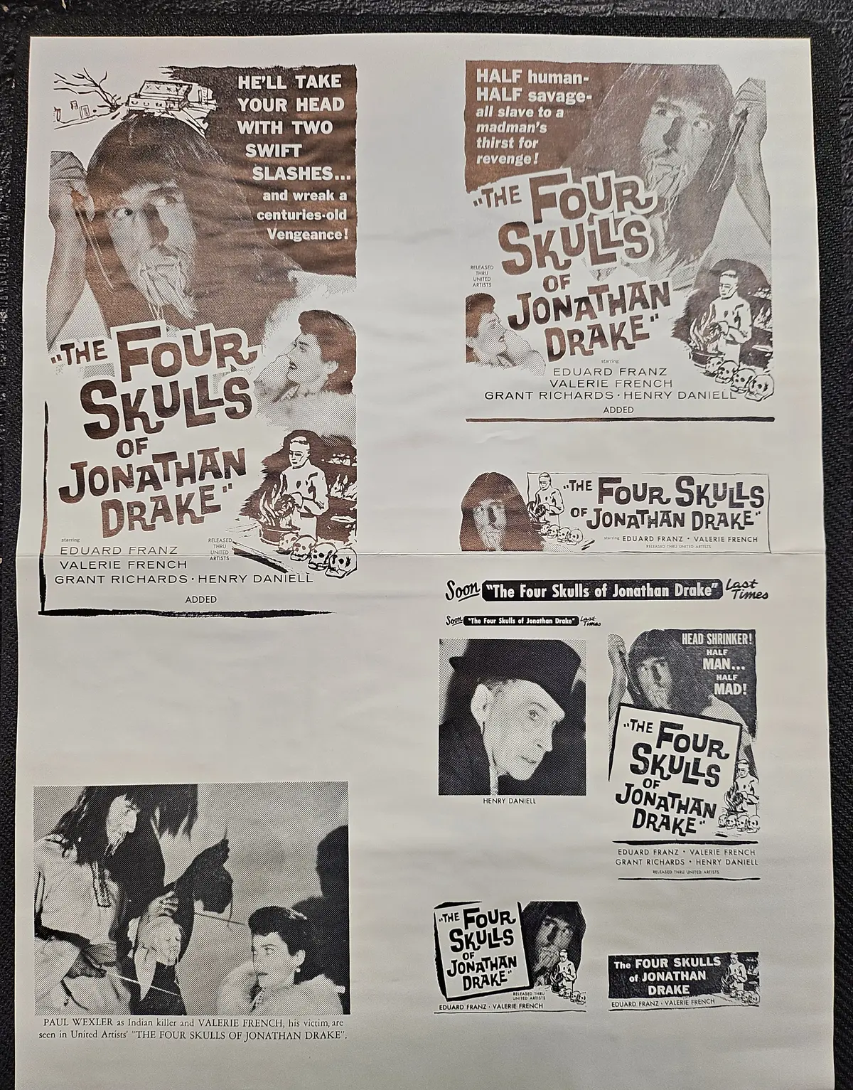 "The Four Skulls Of Jonathan Drake" Original Movie Ad Mat Mold And Ad Clip Art Print 1