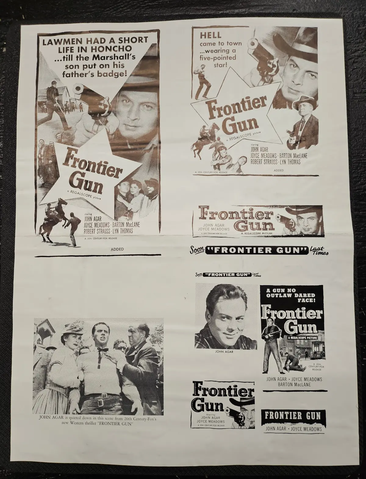 "Frontier Gun" Original Movie Ad Mat Mold And Ad Clip Art Print 1