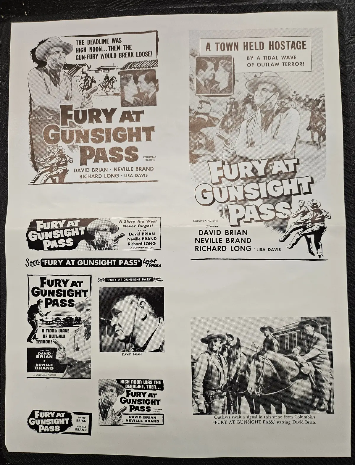 "Fury At Gunsight Pass" Original Movie Ad Mat Mold And Ad Clip Art Print 1