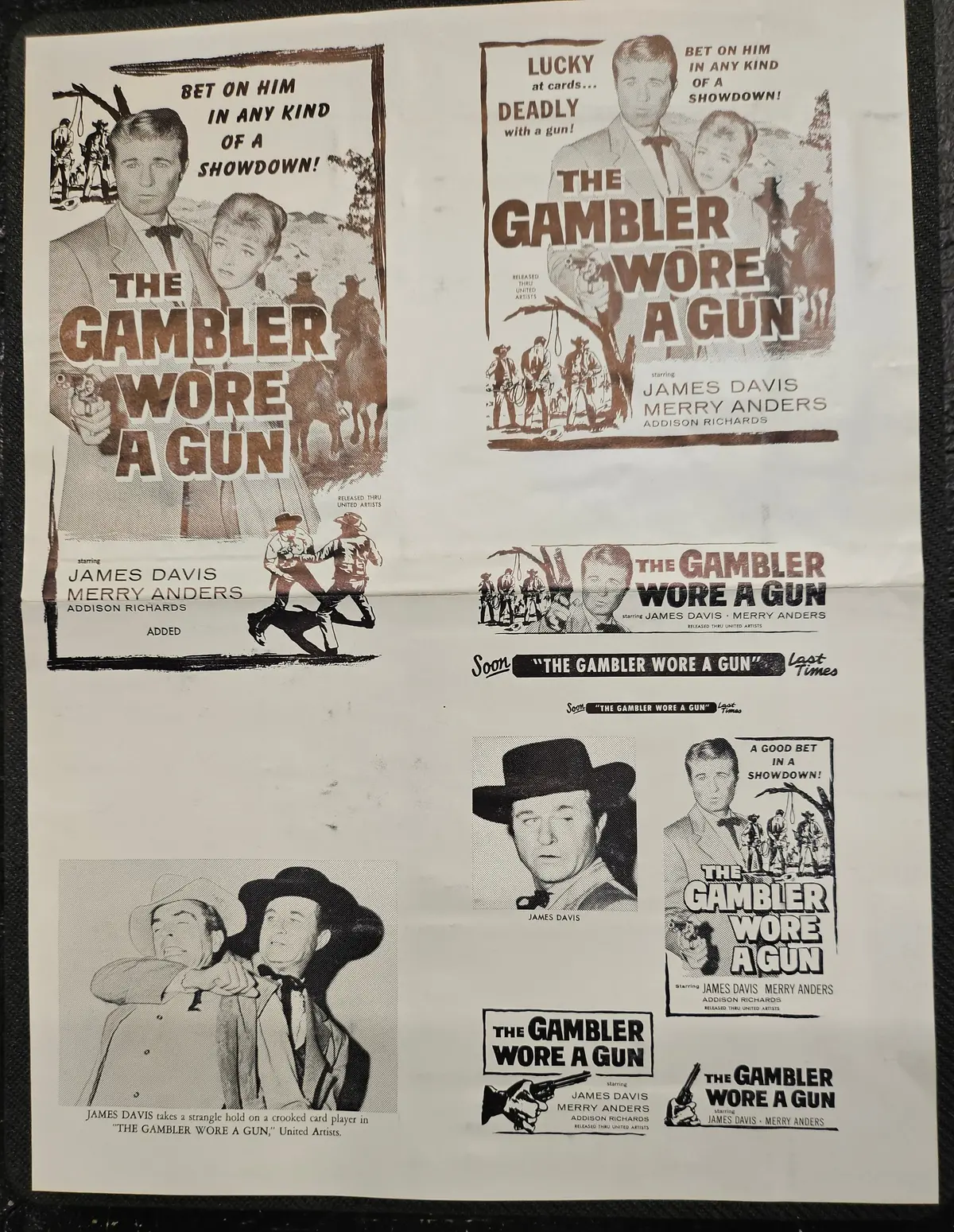 "The Gambler Wore A Gun" Original Movie Ad Mat Mold And Ad Clip Art Print 1
