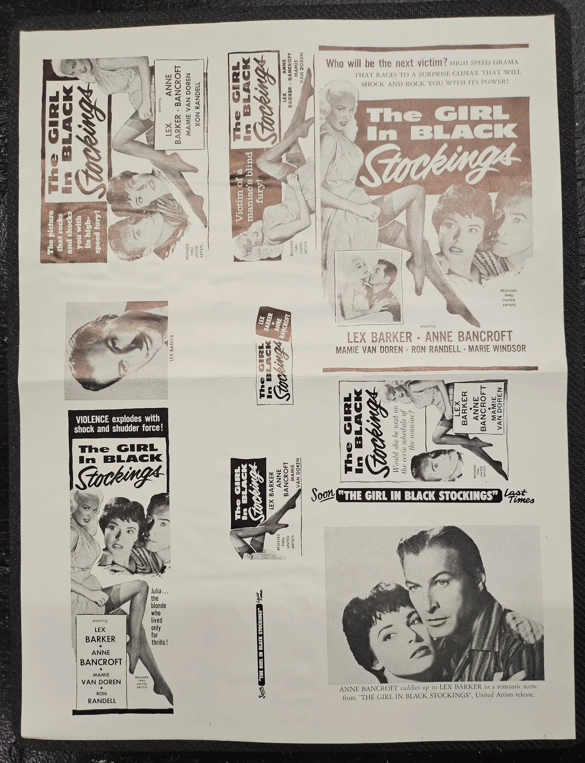 "The Girl In Black Stockings" Original Movie Ad Clip Art Print 1