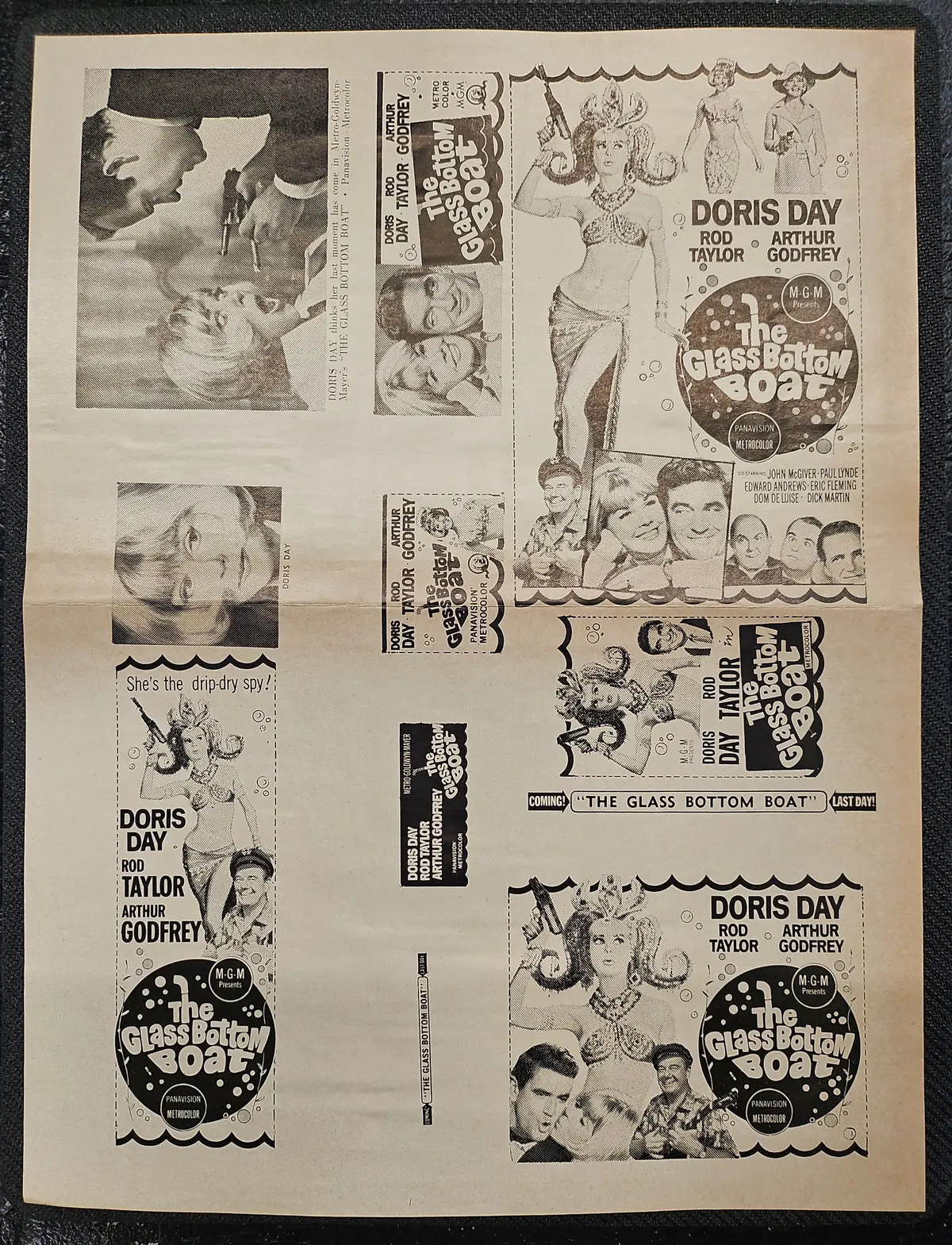 "The Glass Bottom Boat" Original Movie Ad Printer Plate And Ad Clip Art Print 1