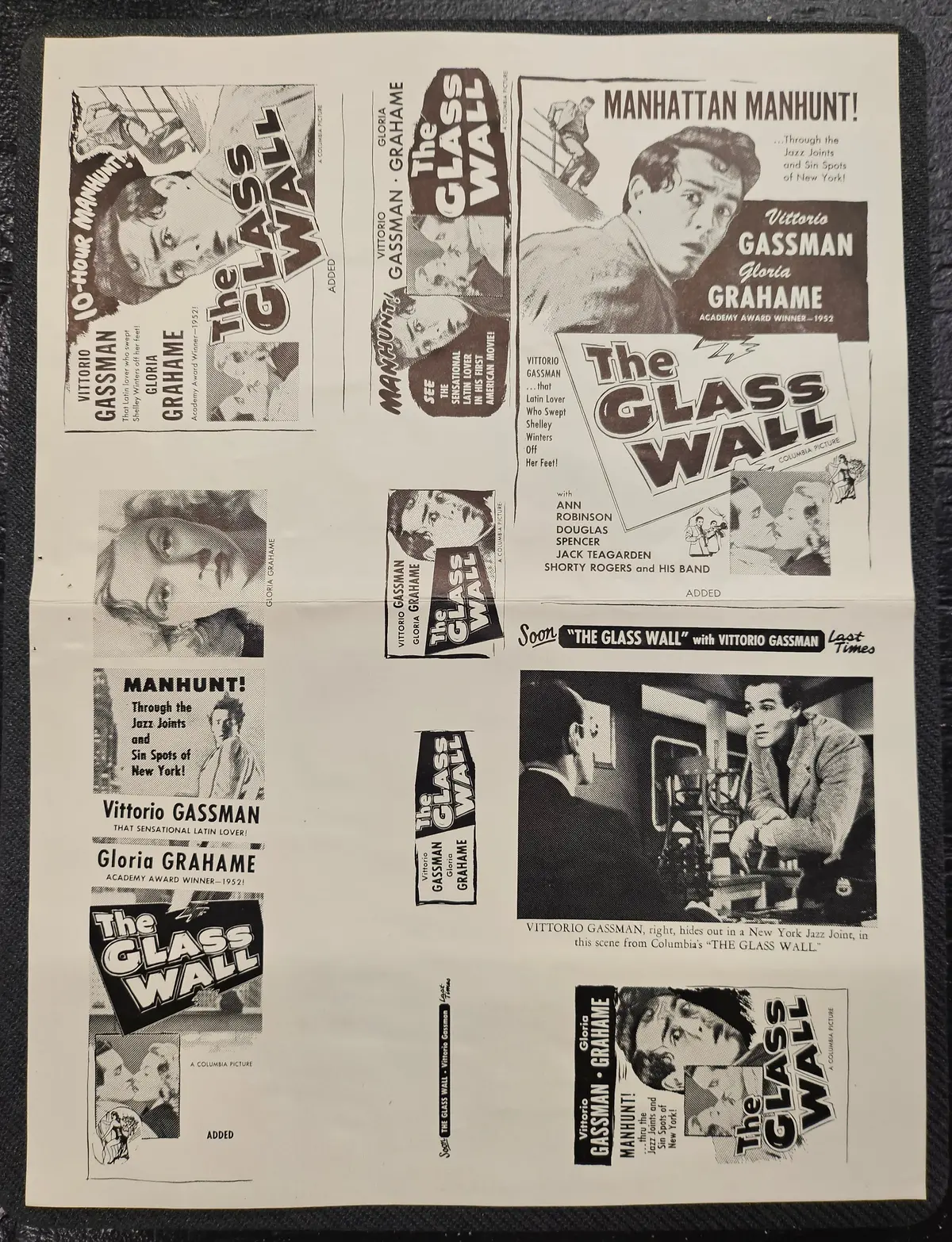 "The Glass Wall" Original Movie Ad Printer Plate And Ad Clip Art Print 1