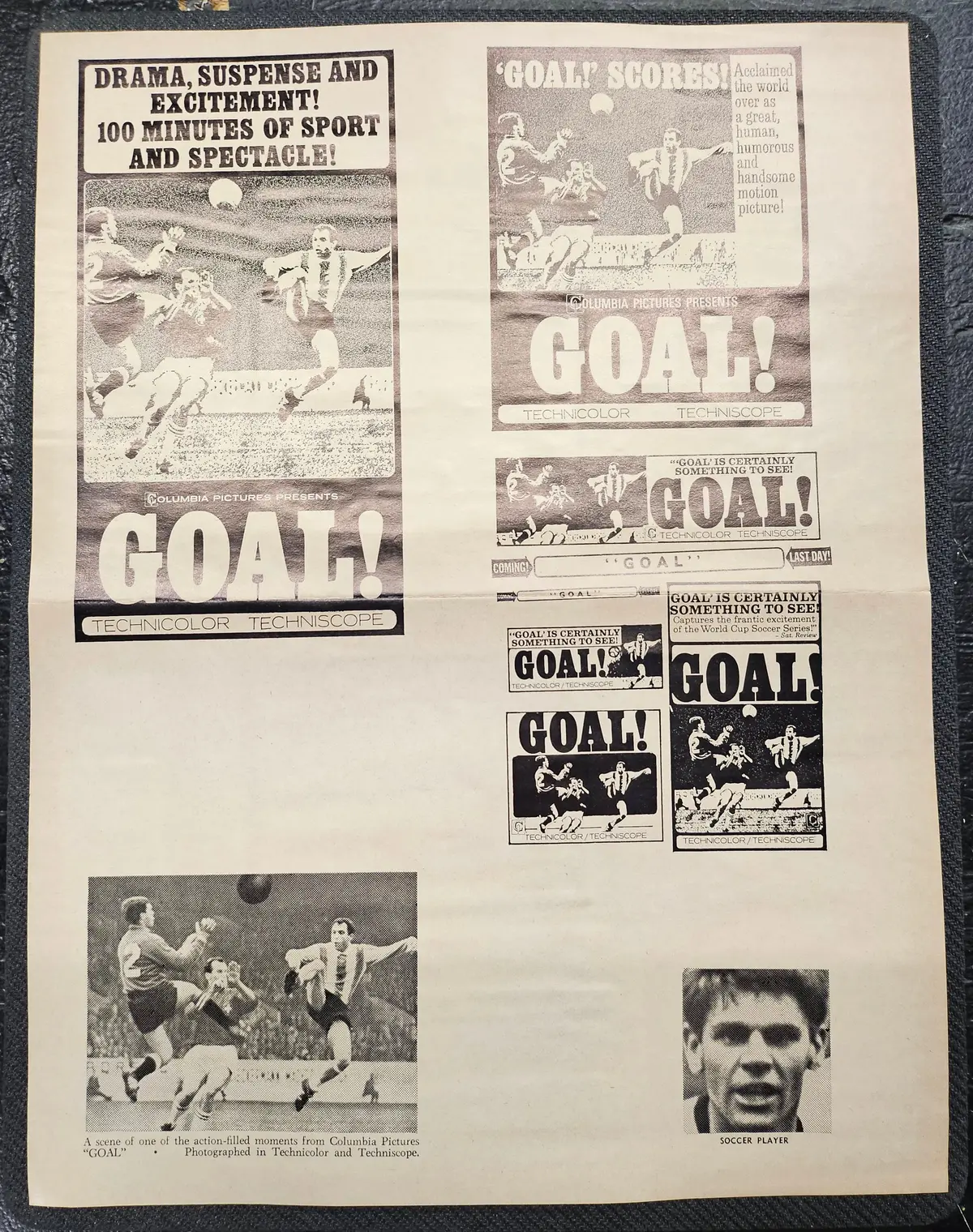 "Goal! The World Cup" Original Movie Ad Printer Plate And Ad Clip Art Print 1