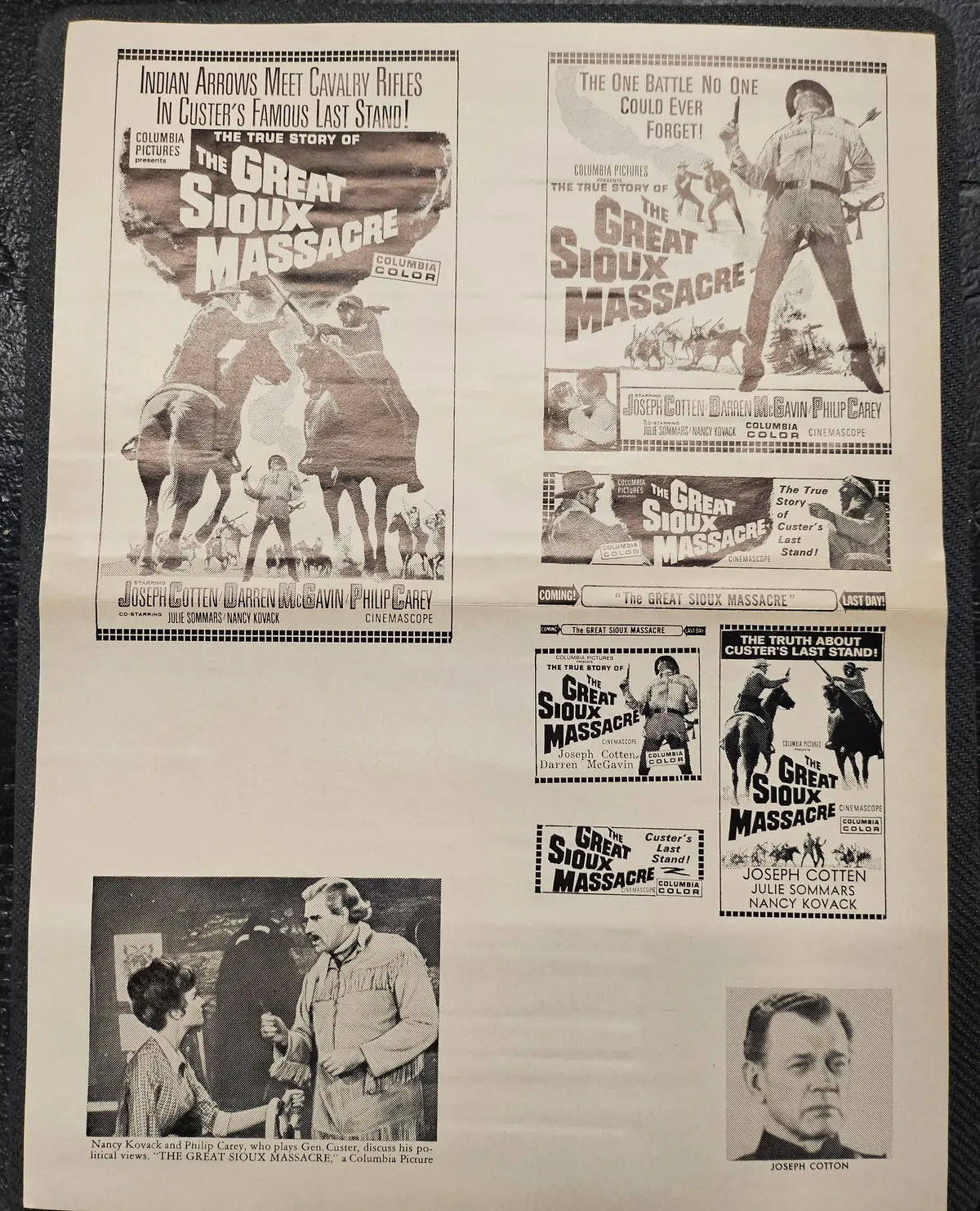 "The Great Sioux Massacre" Original Movie Ad Printer Plate And Ad Clip Art Print 1