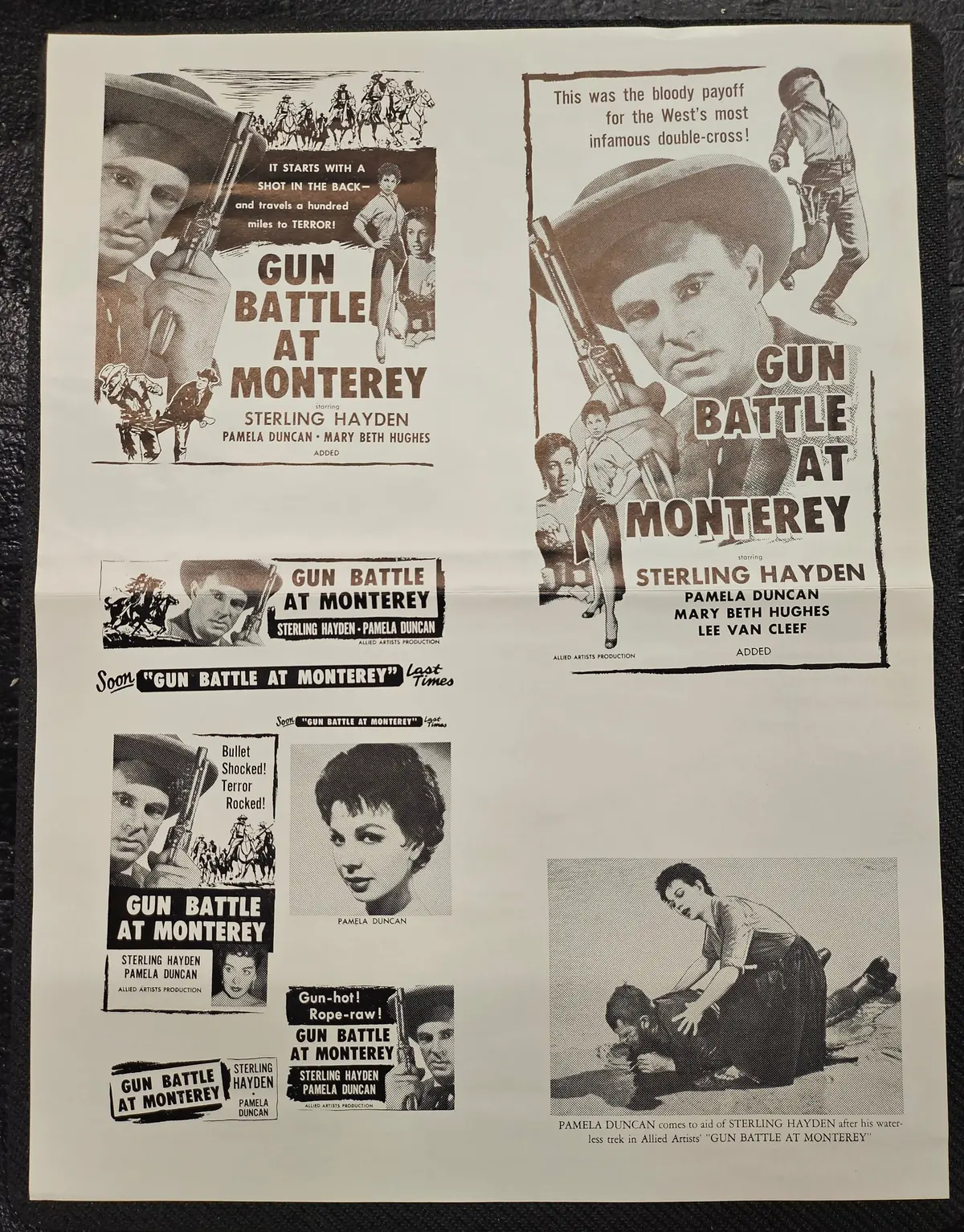 "Gun Battle At Monterey" Original Movie Ad Printer Plate And Ad Clip Art Print 1