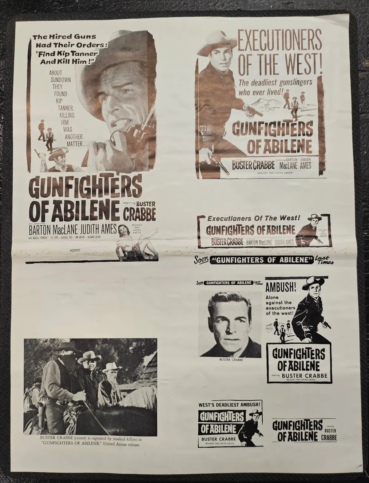 "Gunfighters Of Abilene" Original Movie Ad Printer Plate And Ad Clip Art Print 1