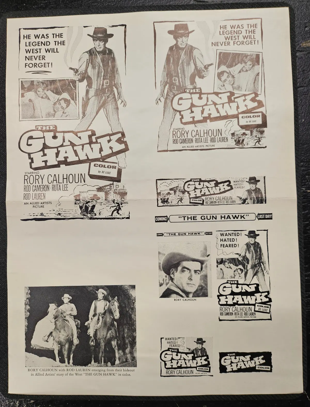 "The Gun Hawk" Original Movie Ad Printer Plate And Ad Clip Art Print 1