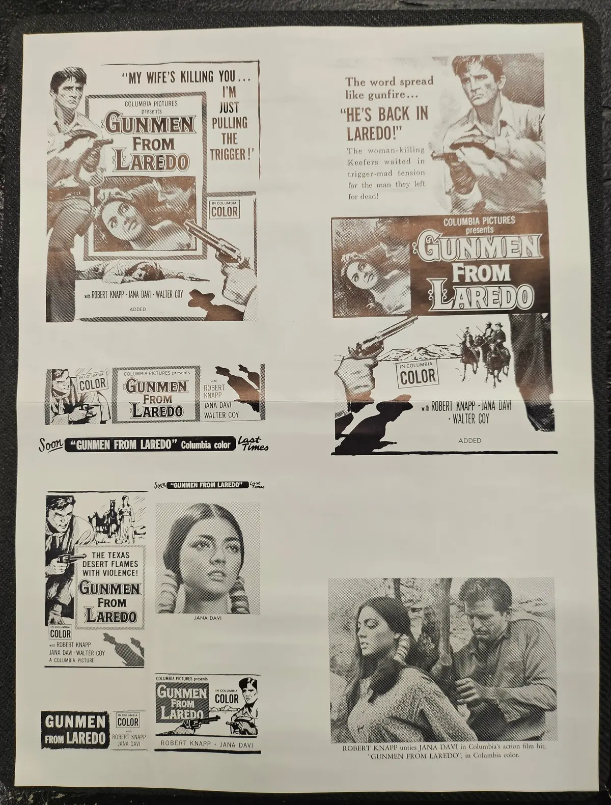 "Gunmen From Laredo" Original Movie Ad Printer Plate And Ad Clip Art Print 1