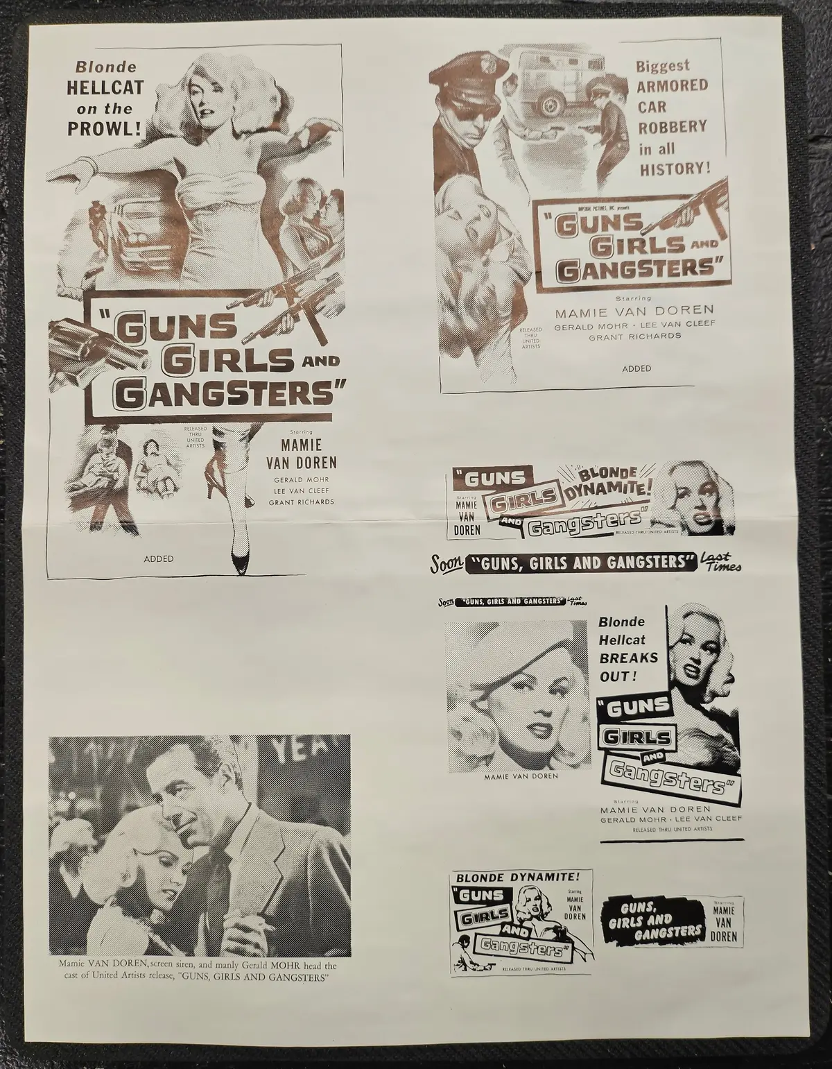 "Guns Girls And Gangsters" Original Movie Ad Printer Plate And Ad Clip Art Print 1
