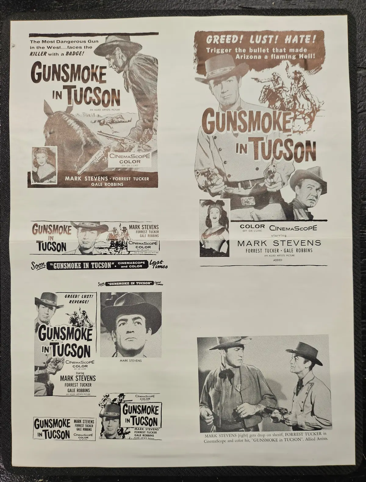 "Gunsmoke In Tuscon" Original Movie Ad Printer Plate And Ad Clip Art Print 1