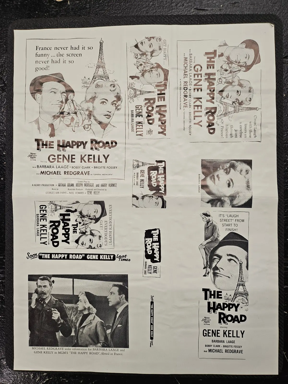 "The Happy Road" Original Movie Ad Printer Plate And Ad Clip Art Print 1