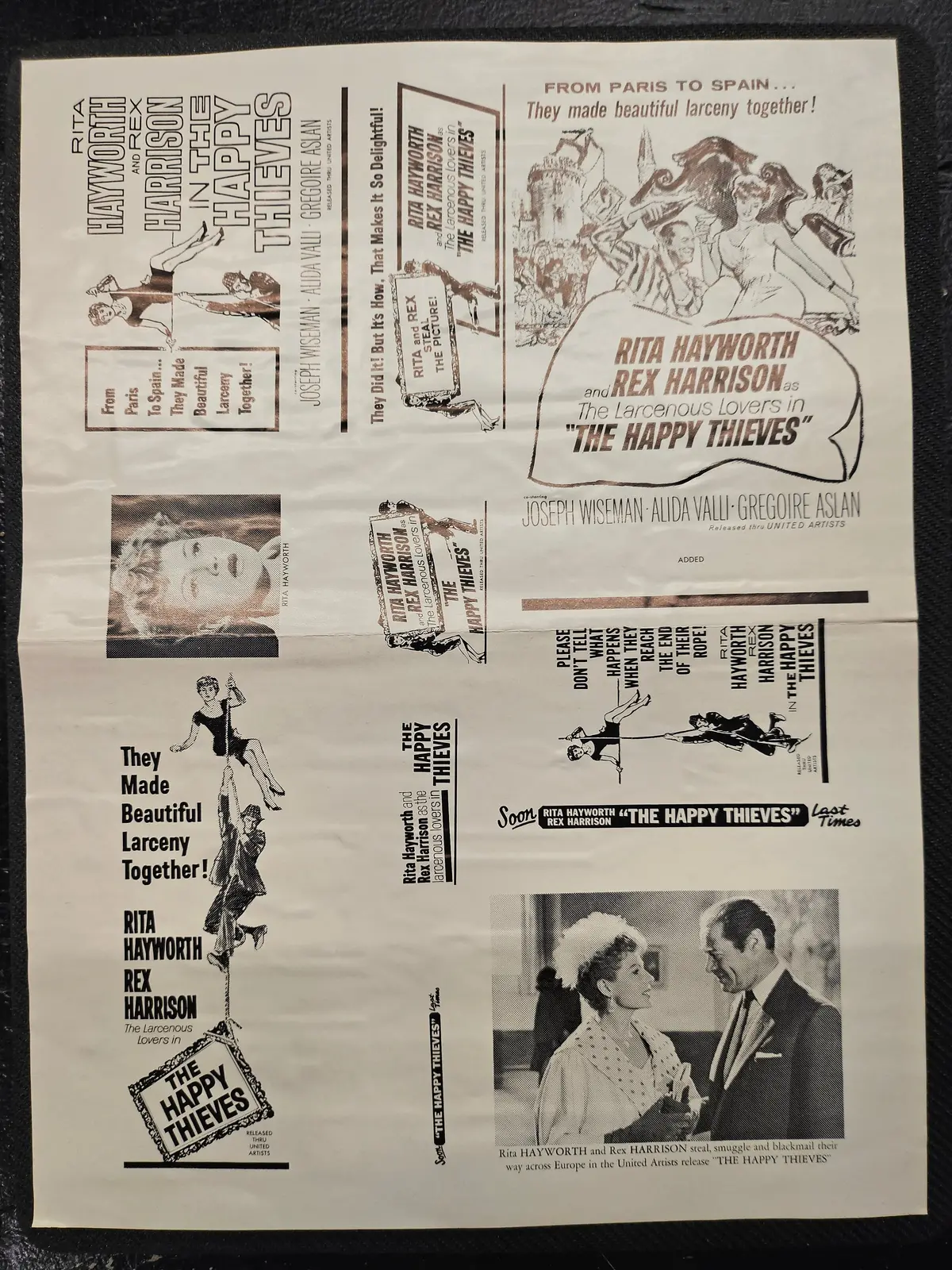"The Happy Thieves" Original Movie Ad Printer Plate And Ad Clip Art Print 1