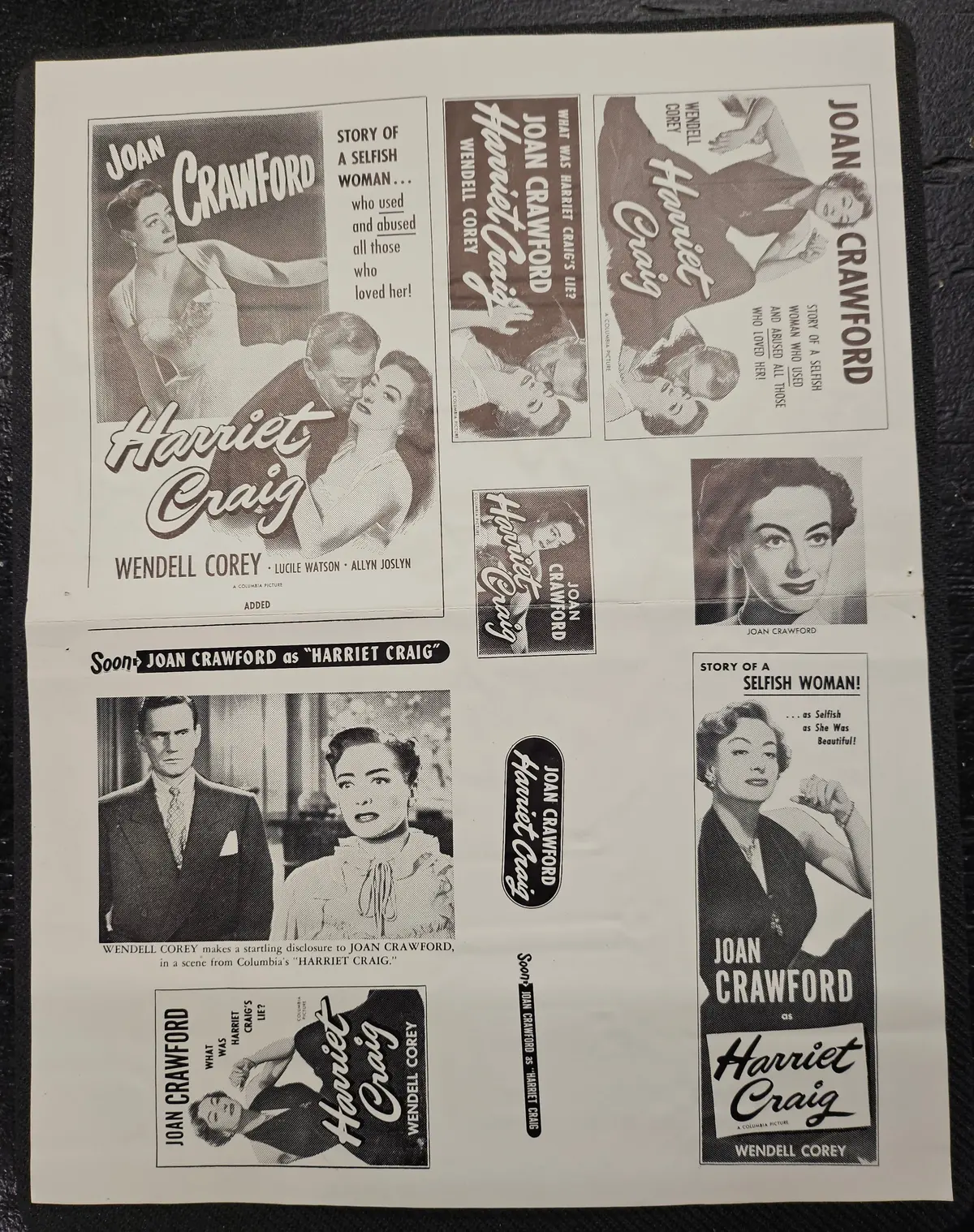 "Harriet Craig" Original Movie Ad Clip Art Print 1