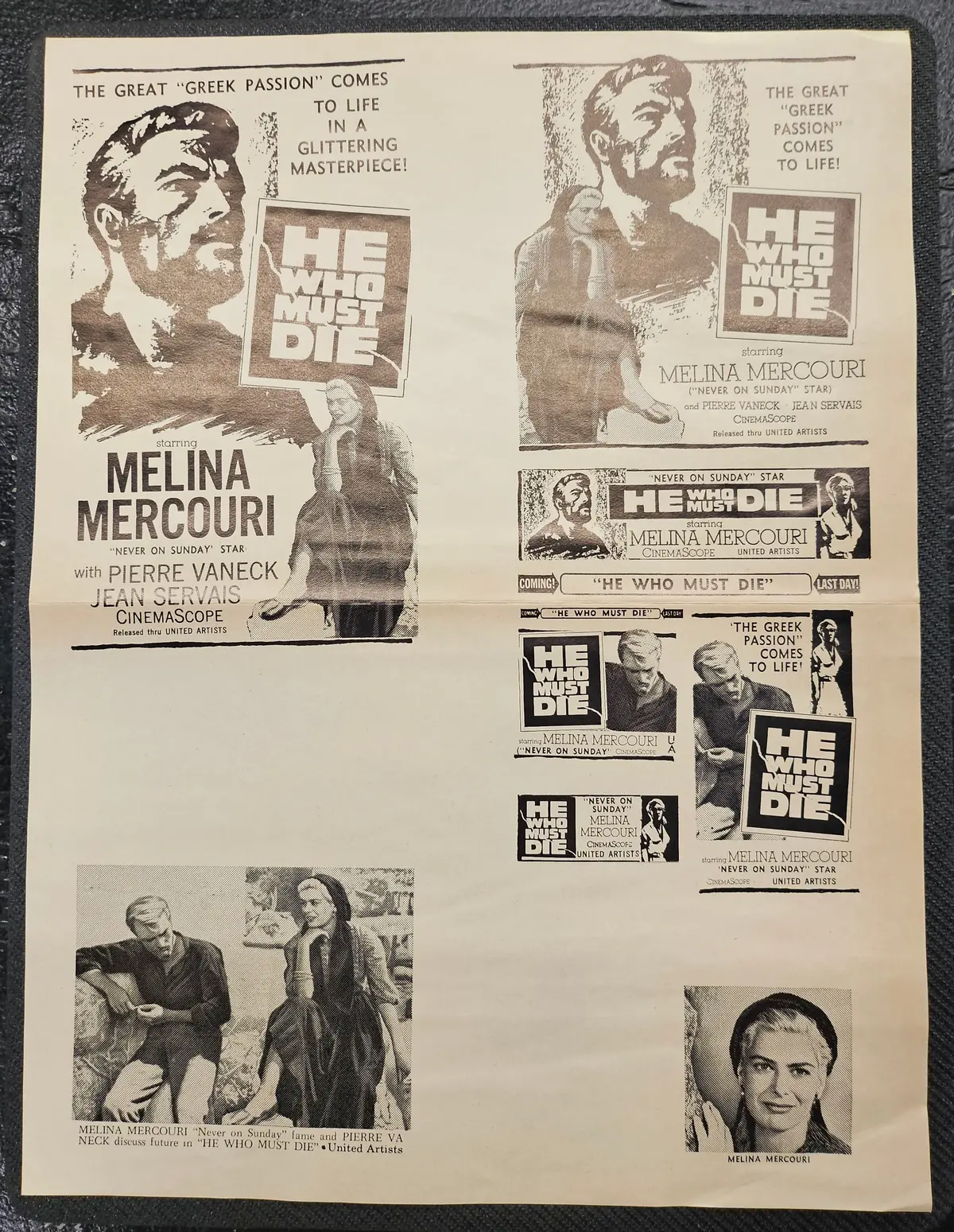 "He Who Must Die" Original Movie Ad Clip Art Print 1