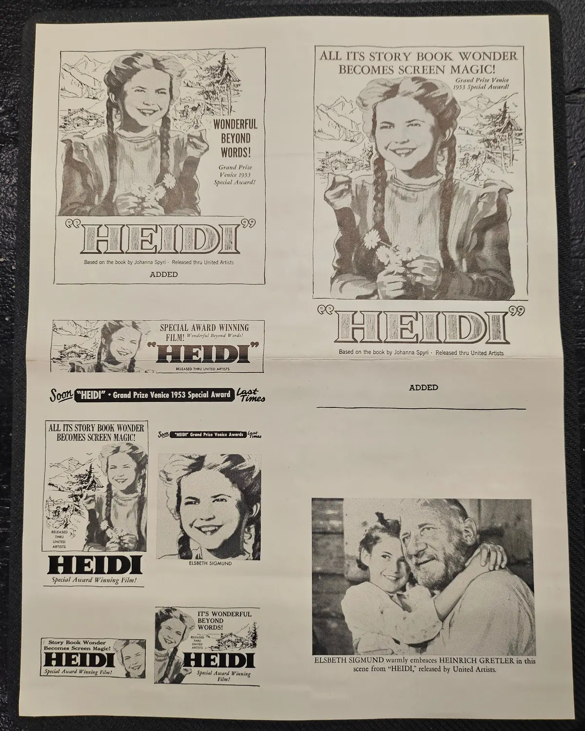 "Heidi" Original Movie Ad Printer Plate And Ad Clip Art Print 1