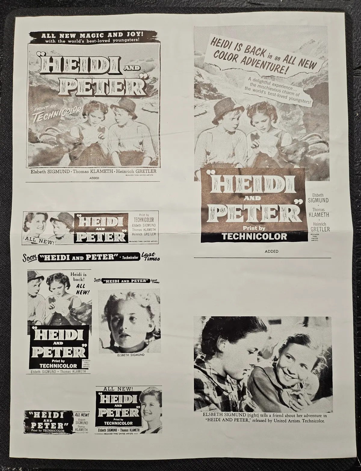 "Heidi And Peter" Original Movie Ad Printer Plate And Ad Clip Art Print 1