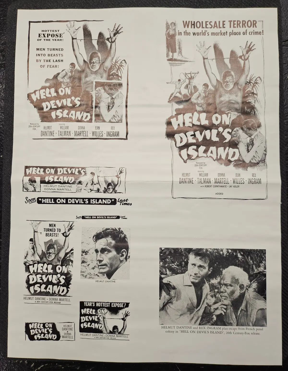 "Hell On Devil's Island" Original Movie Ad Printer Plate And Ad Clip Art Print 1