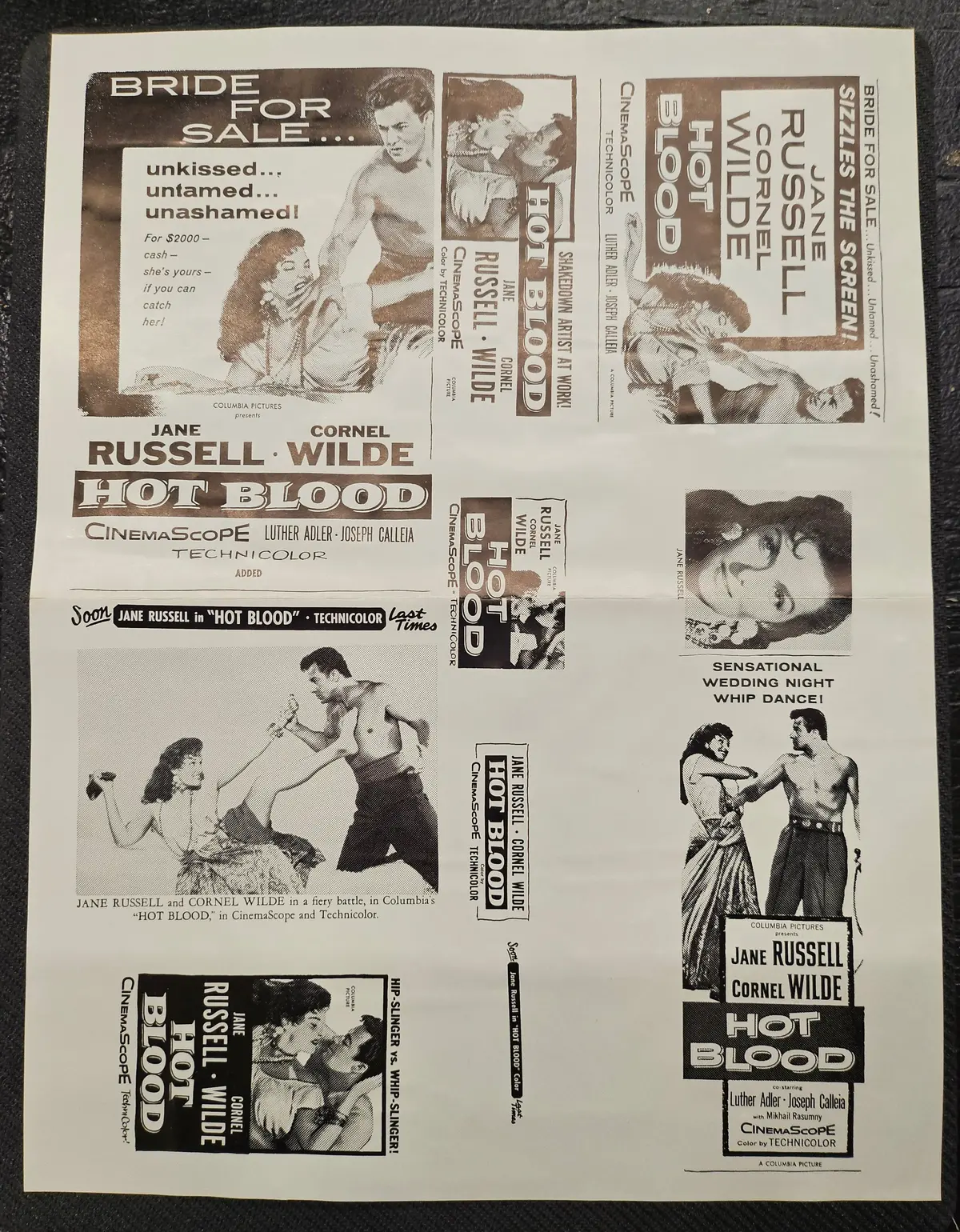 "Hot Blood" Original Movie Ad Mat Mold And Ad Clip Art Print 1