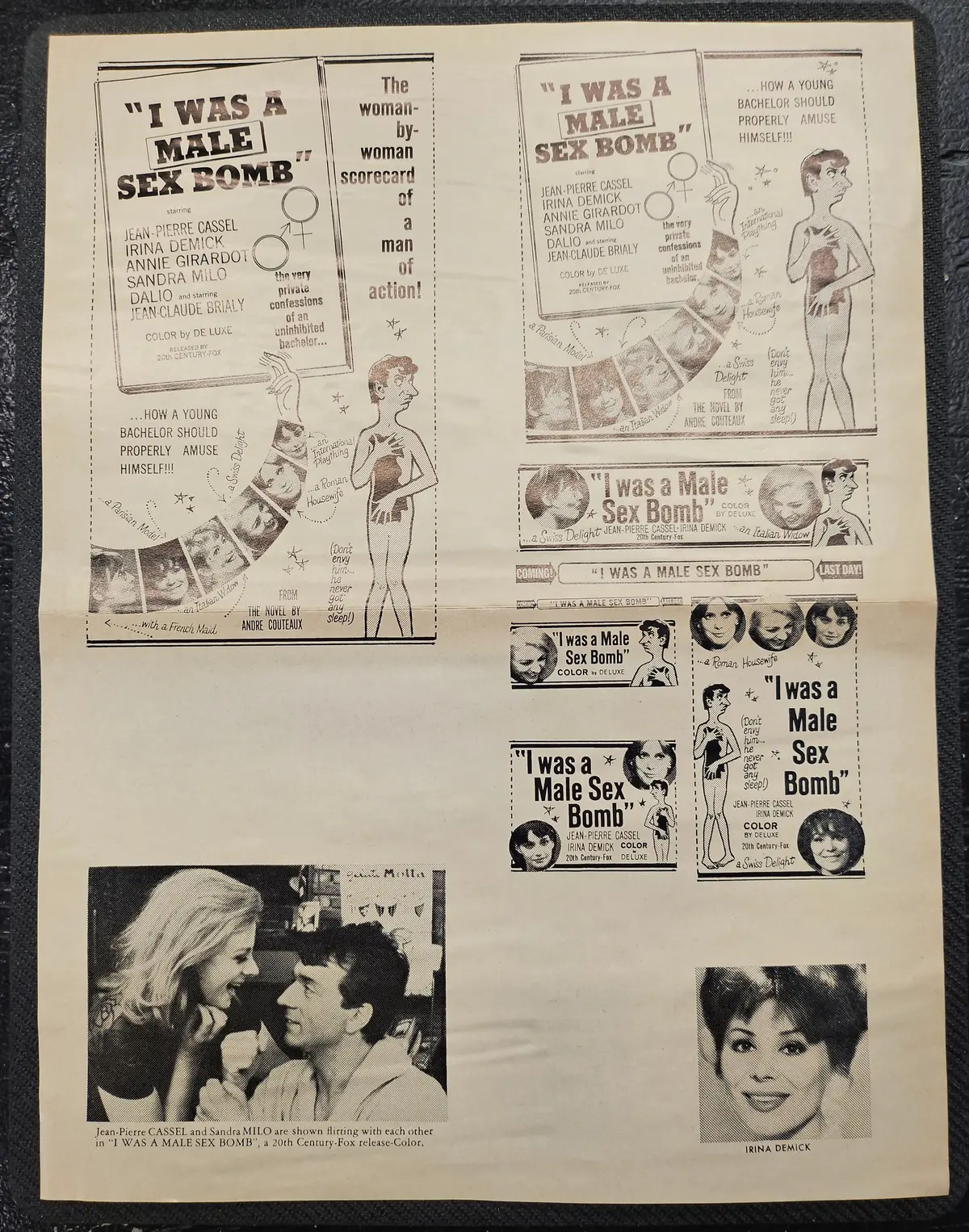 "I Was A Male Sex Bomb (Male Companion)" Original Movie Ad Mat Mold And Ad Clip Art Print 1