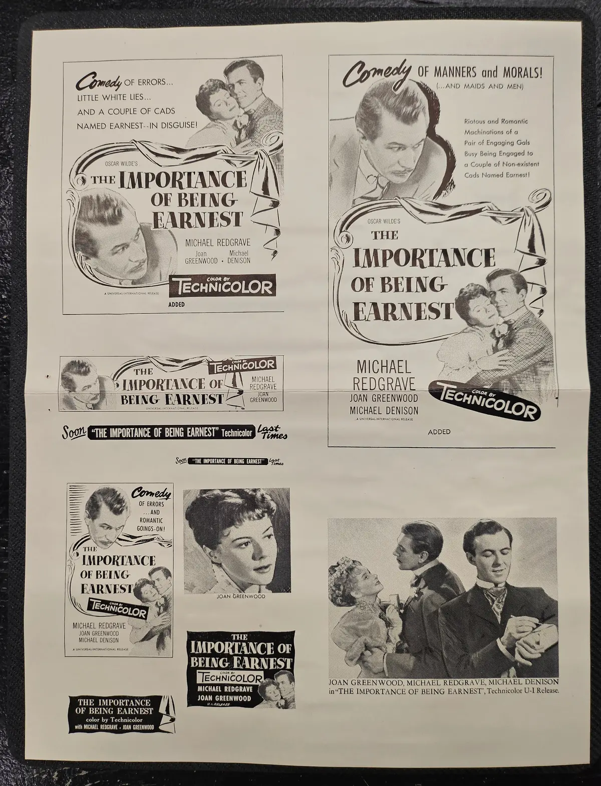 "The Importance Of Being Earnest" Original Movie Ad Mat Mold And Ad Clip Art Print 1