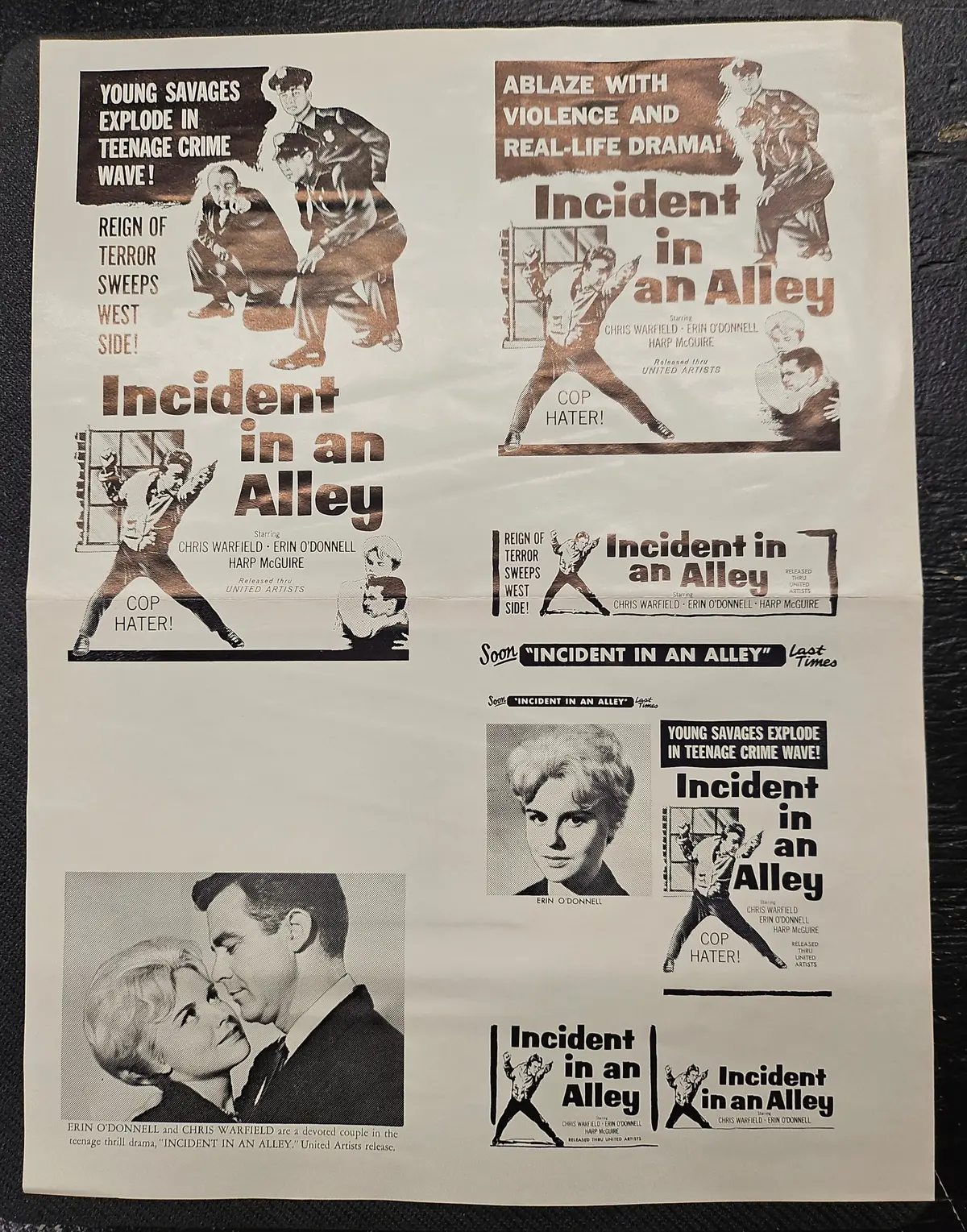 "Incident In An Alley" Original Movie Ad Mat Mold And Ad Clip Art Print 1