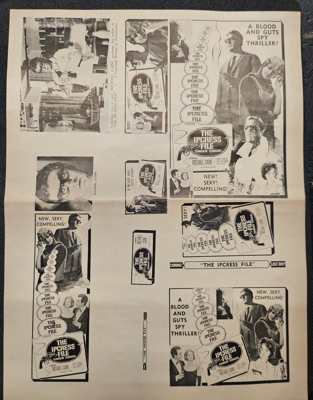 "The Ipcress File" Original Movie Ad Mat Mold And Ad Clip Art Print 1