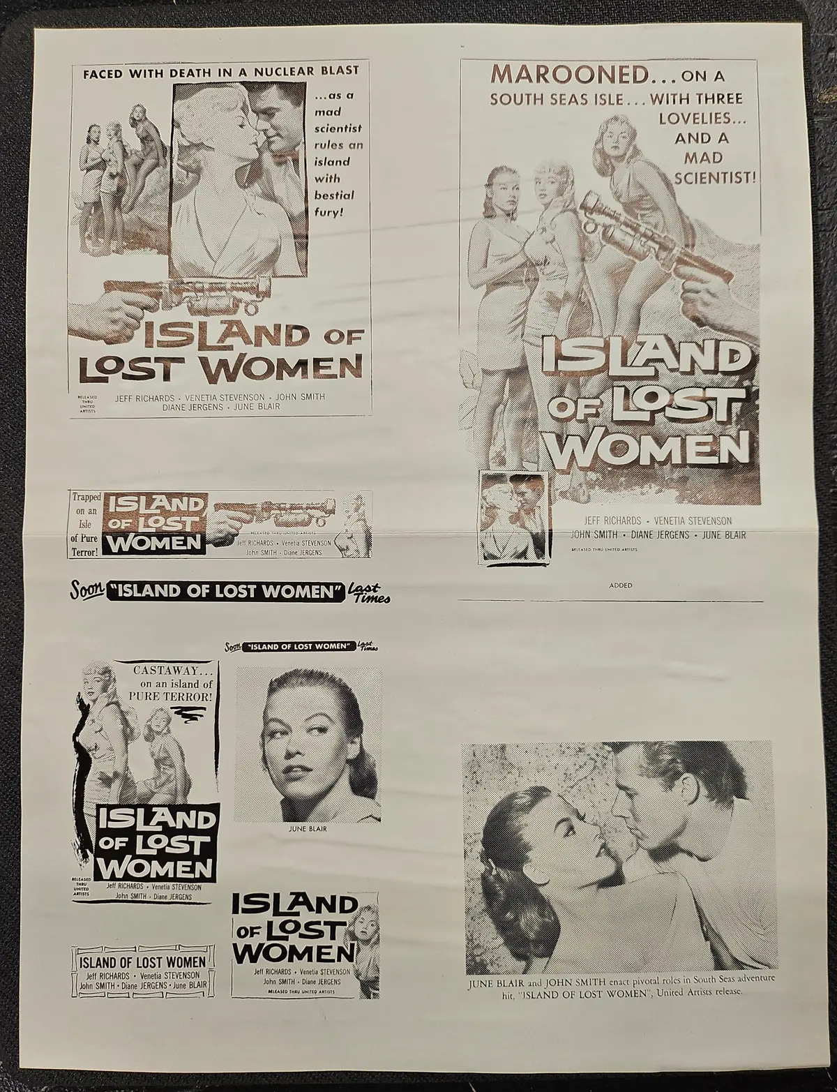 "Island Of Lost Women" Original Movie Ad Mat Mold And Ad Clip Art Print 1