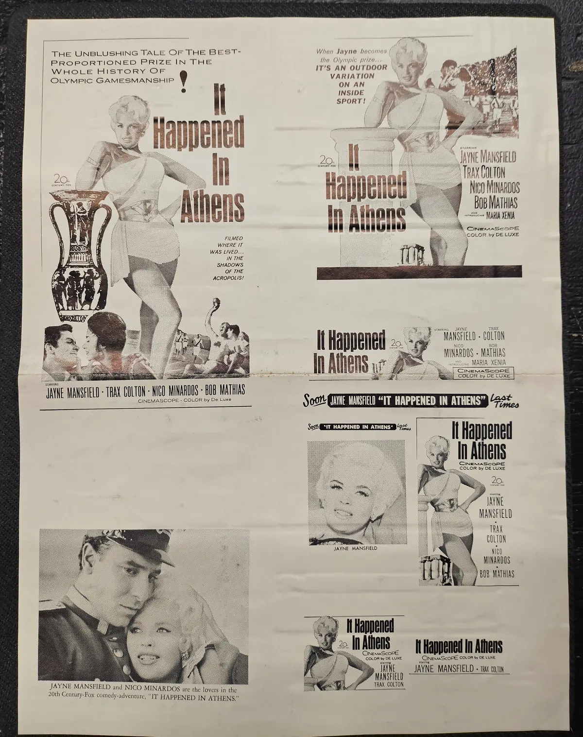 "It Happened In Athens" Original Movie Ad Mat Mold And Ad Clip Art Print 1