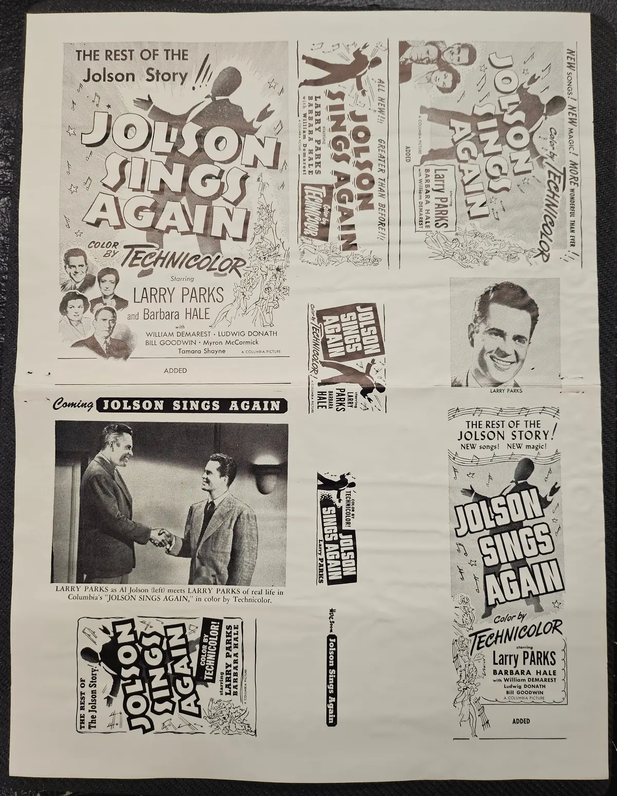 "Jolson Sings Again" Original Movie Ad Mat Mold And Ad Clip Art Print 1