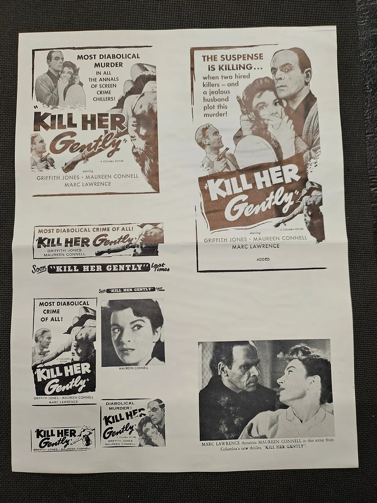 "Kill Her Gently" Original Movie Ad Mat Mold And Ad Clip Art Print 1