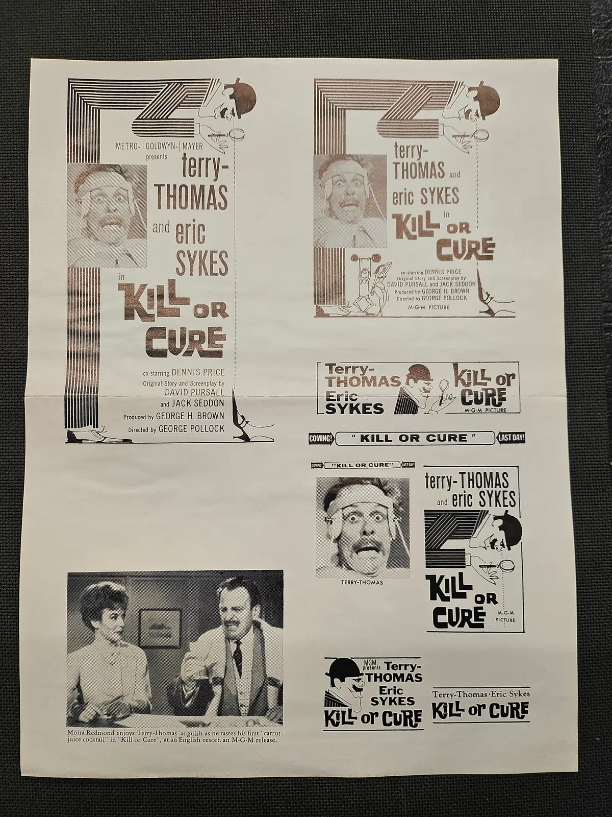 "Kill Or Cure" Original Movie Ad Mat Mold And Ad Clip Art Print 1