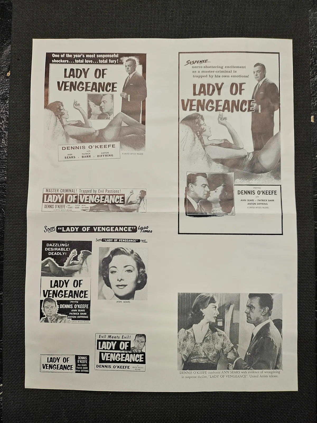 "Lady Of Vengeance" Original Movie Ad Mat Mold And Ad Clip Art Print 1