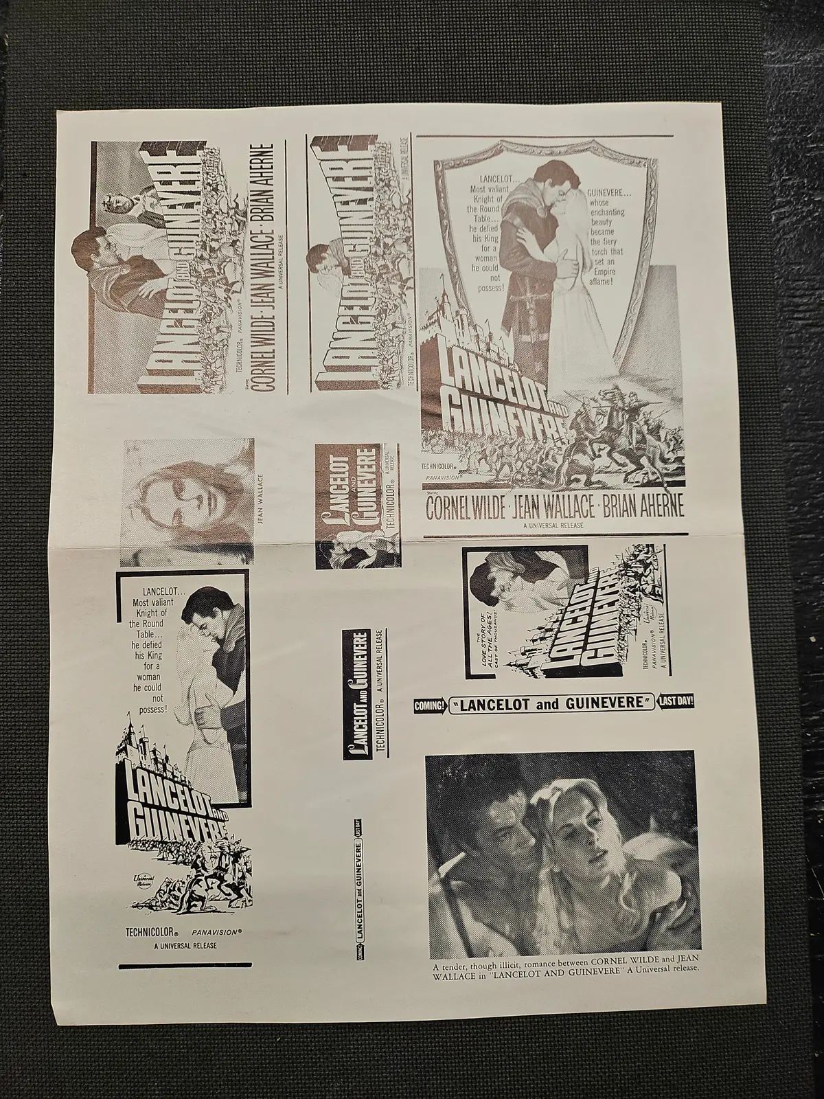 "Lancelot And Guinevere (Sword Of Lancelot)" Original Movie Ad Mat Mold And Ad Clip Art Print 1