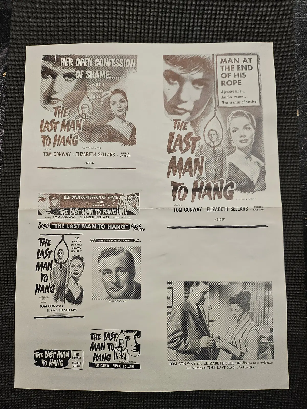 "The Last Man To Hang" Original Movie Ad Mat Mold And Ad Clip Art Print 1