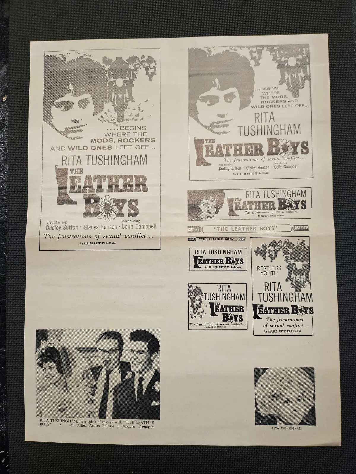 "The Leather Boys" Original Movie Ad Mat Mold And Ad Clip Art Print 1