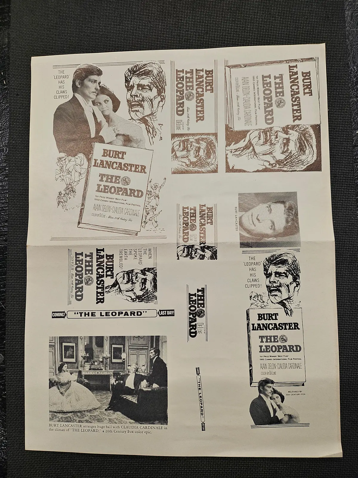 "The Leopard" Original Movie Ad Mat Mold And Ad Clip Art Print 1
